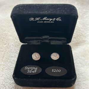 Diamond and Sterling Silver Stud Earrings